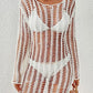 Long Sleeve Crochet Swimwear Cover Up - Sexy Beach Dress