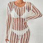 Long Sleeve Crochet Swimwear Cover Up - Sexy Beach Dress